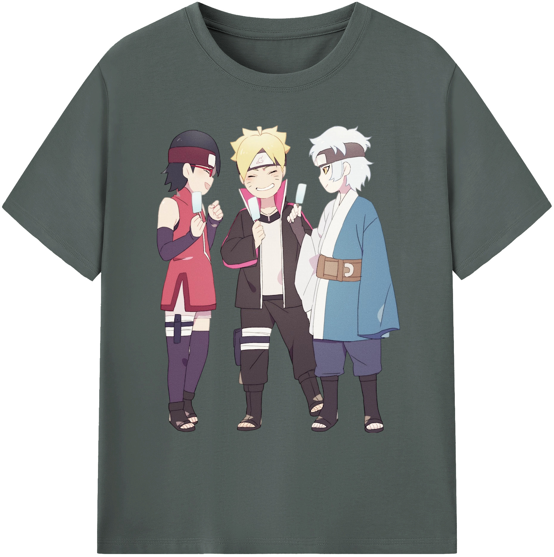 （画像用） NARUTO -ナルト- うちは サラダ Uchiha Sarada 綿100％ メンズ半袖Tシャツ｜肌触りやわらか＆通気性